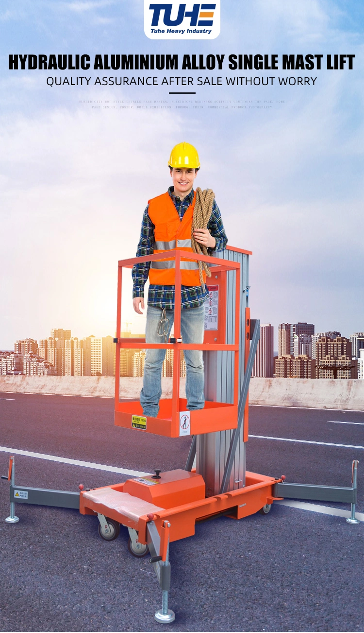 Mobile Vertical Hydraulic Aluminum Alloy Lift Single Mast Aerial Work Platform